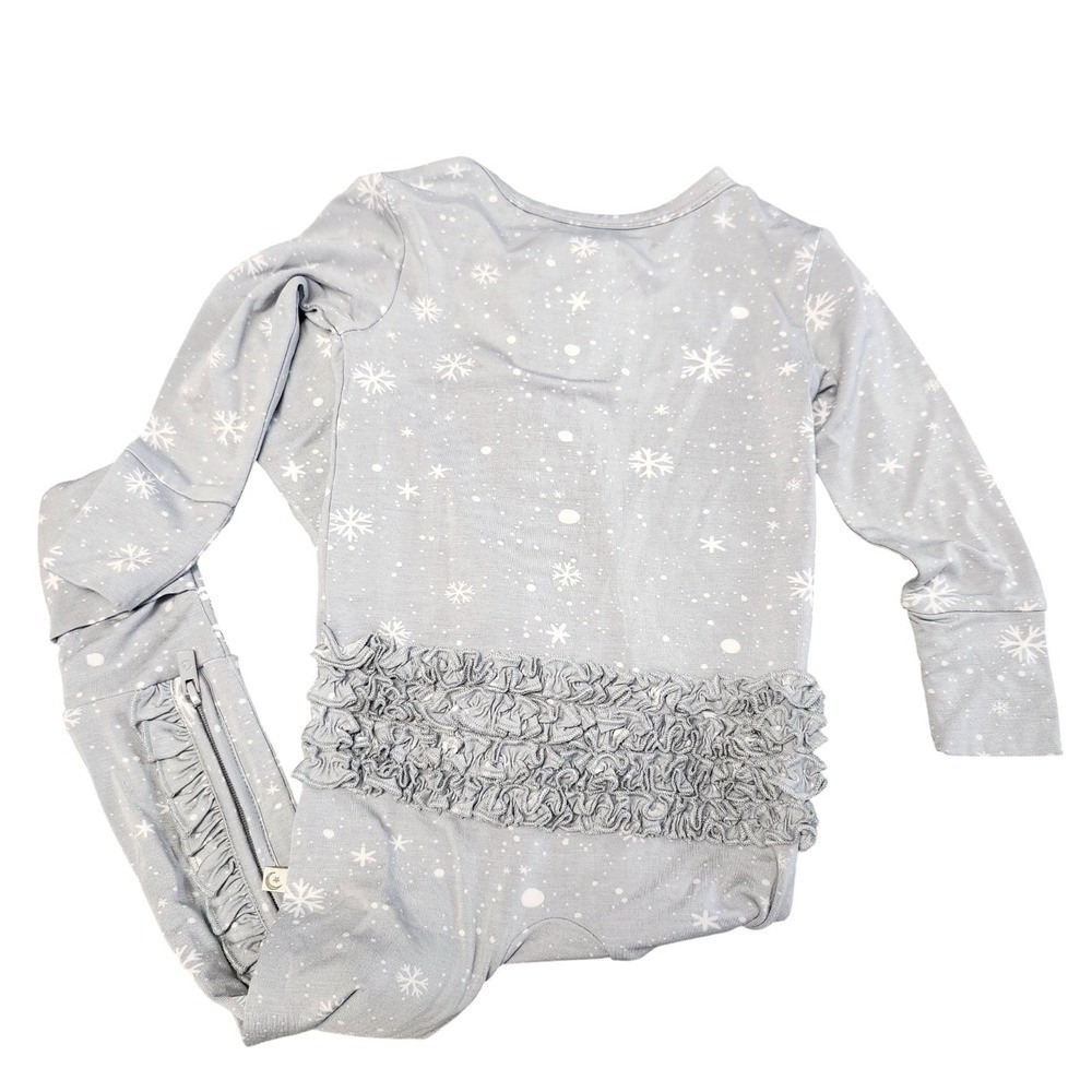 Snuggle Bums Ruffle Butt Bamboo 12-18M Snowflake Baby Girl Zippy Pajamas Sleeper - Picture 3 of 11